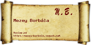 Mezey Borbála névjegykártya